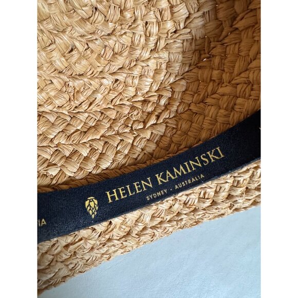 Helen Kaminski Women Natural 100% Raffia Boater Sun Hat Black Ribbon Handmade OS main image 8